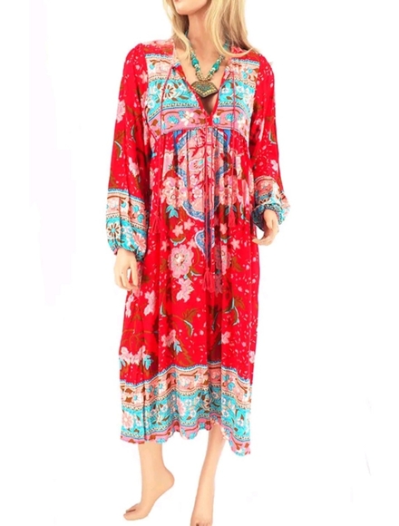 Bohemian ultra soft light midi gypsy style dress - Picture 1 of 6